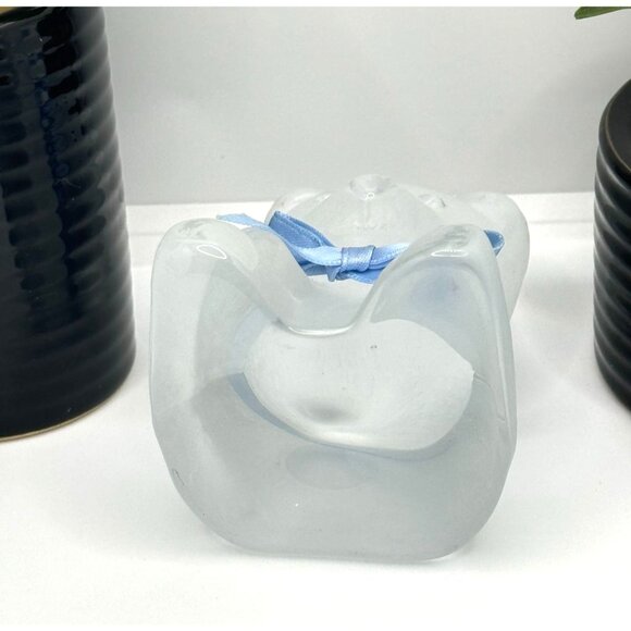 Nybro Sweden Crystal Art Glass Teddy Bear Frosted Paper Weight Figurine - Picture 5 of 7